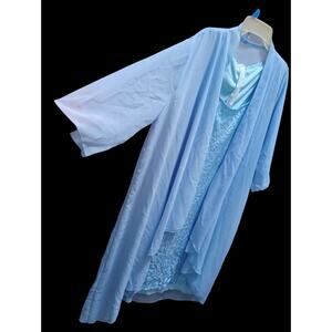 Silky Lace Blue Dress With Shawl Elegant